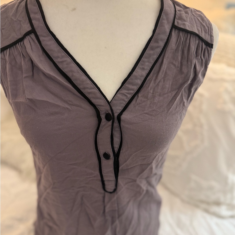 Modcloth Gray Sleeveless Top with Black Trim